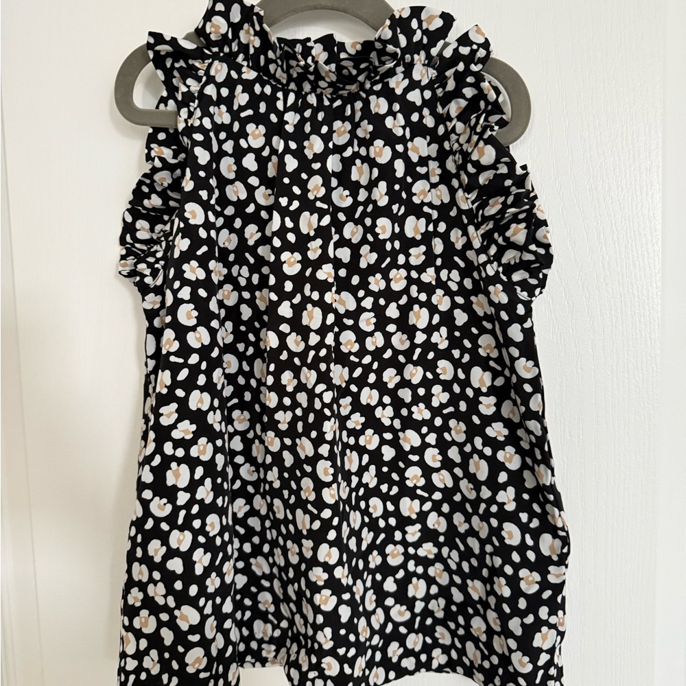 Janie and Jack Black and White Polka Dot Top